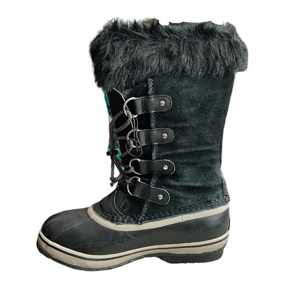Sorel Boots Womens 5 Black Joan of Arctic Winter Boot Faux Fur Lace Up Snow Boot - Picture 4 of 11
